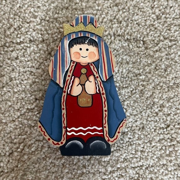 VGC Three Kings of Orient Wood Wooden Painted Nativity Manger Figures Christmas - Picture 2 of 7